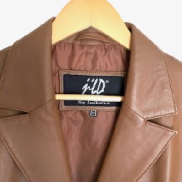 Jild Classic Lambskin Cognac Leather Blazer Medium - Picture 3 of 5